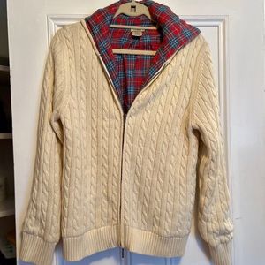 L.L. Bean cable knit flannel zip sweater